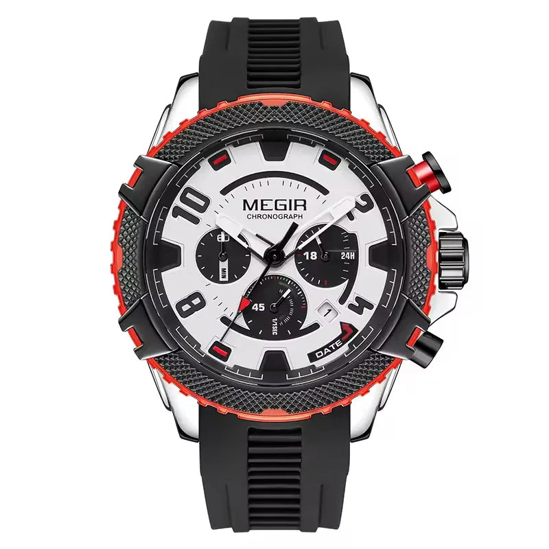 MEGIR 2200 Sport Chronograph – Luminous Blue Silicone Watch for Men