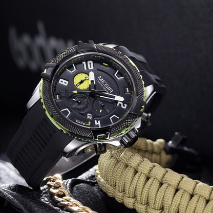 MEGIR 2200 Sport Chronograph – Luminous Blue Silicone Watch for Men