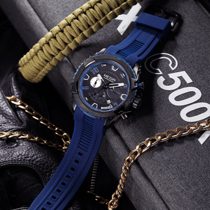 MEGIR 2200 Sport Chronograph – Luminous Blue Silicone Watch for Men