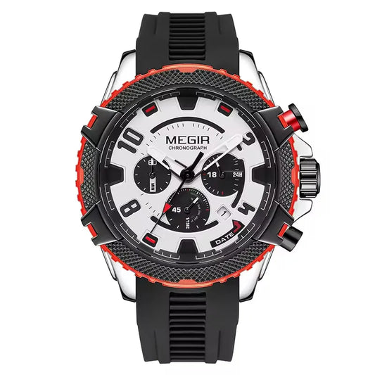 MEGIR 2200 Sport Chronograph – Luminous Blue Silicone Watch for Men