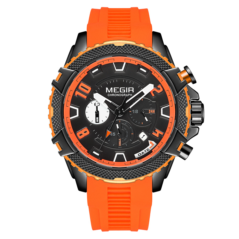 MEGIR 2200 Sport Chronograph – Luminous Blue Silicone Watch for Men