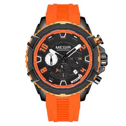 MEGIR 2200 Sport Chronograph – Luminous Blue Silicone Watch for Men